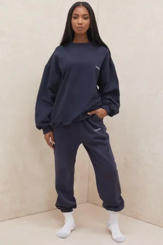 Jogginghose mit Fleece-Rückseite in Sky Navy