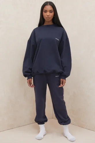 Jogginghose mit Fleece-Rückseite in Sky Navy