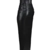 Juliana – Schwarzes, trägerloses Midi-Kleid aus veganem Leder Juliana – Schwarzes, trägerloses Midi-Kleid aus veganem Leder