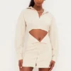 Julietta Beige Leinen-Kleider mit Cut-outs