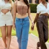 Julietta Beige Leinen-Kleider mit Cut-outs