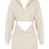 Julietta Beige Leinen-Kleider mit Cut-outs