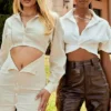 Julietta Beige Leinen-Kleider mit Cut-outs