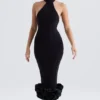Juniper Schwarzes Midi-Kleid mit Schößchen Juniper Schwarzes Midi-Kleid mit Schößchen