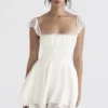 Kaia Elfenbeinfarbenes A-Linien-Mini-Kleid