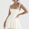 Kaia Elfenbeinfarbenes A-Linien-Mini-Kleid