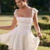 Kaia Elfenbeinfarbenes A-Linien-Mini-Kleid