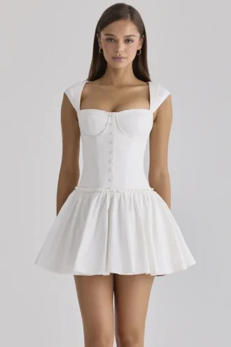 Kaia Weißes Baumwoll-Minikleid