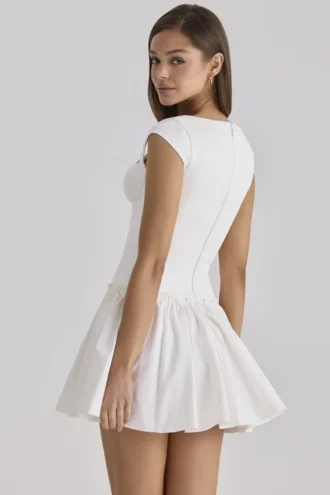 Kaia Weißes Baumwoll-Minikleid