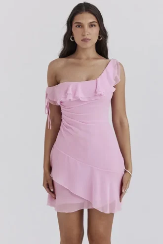 Kalena Cotton Candy Off-Shoulder-Minikleid