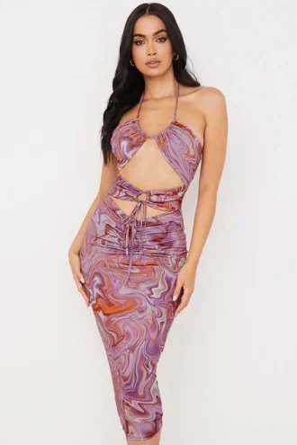 Kasia Lila Midi-Kleider mit Cut-outs
