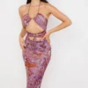 Kasia Lila Midi-Kleider mit Cut-outs
