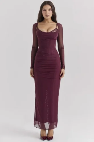 Katarina Maxikleid in Weinrot