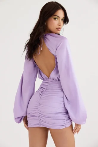 Kate Orchid Satin-Mini-Kleid mit Wickelausschnitt