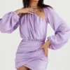 Kate Orchid Satin-Mini-Kleid mit Wickelausschnitt