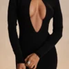 Keeya Schwarzes Strick-Maxikleid Keeya Schwarzes Strick-Maxikleid