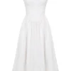 Kelly Weißes Midi-Sommerkleid im Korsetts-Stil Kelly Weißes Midi-Sommerkleid im Korsetts-Stil