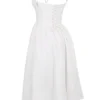 Kelly Weißes Midi-Sommerkleid im Korsetts-Stil Kelly Weißes Midi-Sommerkleid im Korsetts-Stil