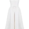 Kelly Weißes Midi-Sommerkleid im Korsetts-Stil Kelly Weißes Midi-Sommerkleid im Korsetts-Stil