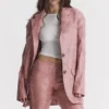 Kiera Oversize-Blazer aus veganem Leder in Warm Pink Kiera Oversize-Blazer aus veganem Leder in Warm Pink