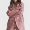 Kiera Oversize-Blazer aus veganem Leder in Warm Pink Kiera Oversize-Blazer aus veganem Leder in Warm Pink
