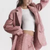Kiera Oversize-Blazer aus veganem Leder in Warm Pink Kiera Oversize-Blazer aus veganem Leder in Warm Pink