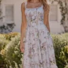 Kim Lilac Floral Baumwoll-Midi-Sommerkleid Kim Lilac Floral Baumwoll-Midi-Sommerkleid