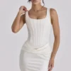 Kira – Maxikleid aus elfenbeinfarbenem Satin mit Raffungen Kira – Maxikleid aus elfenbeinfarbenem Satin mit Raffungen
