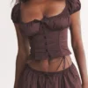 Kitty Rich Brown gerafftes Oberteil Kitty Rich Brown gerafftes Oberteil