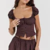 Kitty Rich Brown gerafftes Oberteil Kitty Rich Brown gerafftes Oberteil