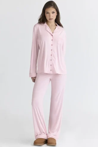 Klassischer Pyjama – Rosa, weiches Modal-Pyjama-Set