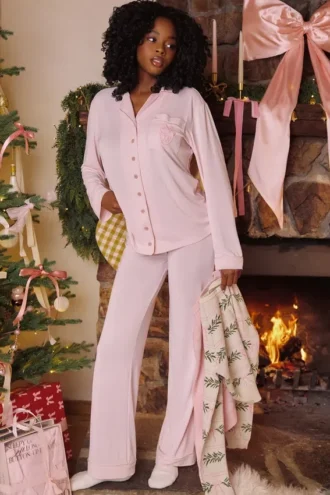 Klassischer Pyjama – Rosa, weiches Modal-Pyjama-Set
