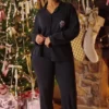 Klassischer Pyjama Schwarzes, weiches Modal-Pyjama-Set