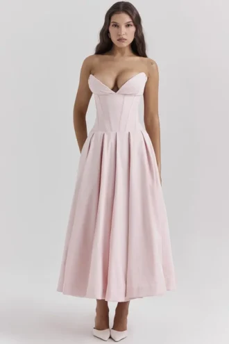 Lady Ballerina Pink trägerloses Midikleid