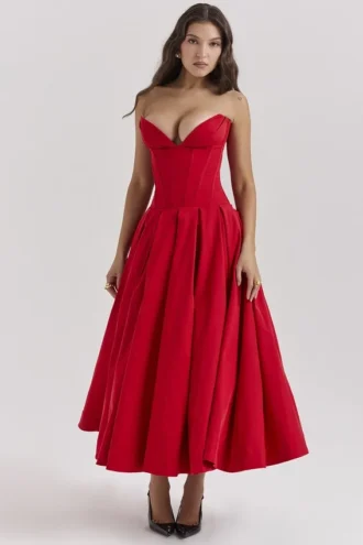 Lady Scarlet trägerloses Midikleid