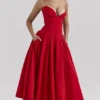 Lady Scarlet trägerloses Midikleid