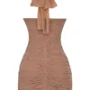 Laetitia Mini-Kleid in Haselnussbraun mit Raffungen