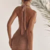 Laetitia Mini-Kleid in Haselnussbraun mit Raffungen