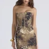 Laila – trägerloses Mini-Kleid aus Satin mit Leopardenmuster Laila – trägerloses Mini-Kleid aus Satin mit Leopardenmuster
