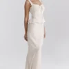 Lana Vintage cremefarbener Maxirock aus Baumwolle mit Broderie Anglaise