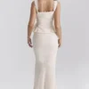 Lana Vintage cremefarbener Maxirock aus Baumwolle mit Broderie Anglaise