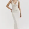 Laria Maxikleid aus veganem Leder in Ecru