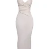 Laria Maxikleid aus veganem Leder in Ecru