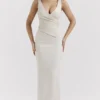 Laria Maxikleid aus veganem Leder in Ecru