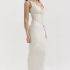 Laria Maxikleid aus veganem Leder in Ecru