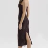 Larra Midi-Kleid aus Spitze in Bitter-Schokoladenbraun mit Korsett und Bolero