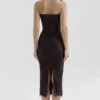 Larra Midi-Kleid aus Spitze in Bitter-Schokoladenbraun mit Korsett und Bolero