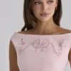 Lauren Rosa Baumwoll-Maxikleid mit Broderie Anglaise und U-Boot-Ausschnitt Lauren Rosa Baumwoll-Maxikleid mit Broderie Anglaise und U-Boot-Ausschnitt