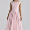 Lauren Rosa Baumwoll-Maxikleid mit Broderie Anglaise und U-Boot-Ausschnitt Lauren Rosa Baumwoll-Maxikleid mit Broderie Anglaise und U-Boot-Ausschnitt
