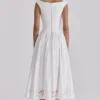 Lauren Weißes Baumwoll-Maxikleid mit Broderie Anglaise und U-Boot-Ausschnitt Lauren Weißes Baumwoll-Maxikleid mit Broderie Anglaise und U-Boot-Ausschnitt